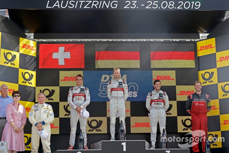 Podium: Le vainqueur René Rast, Audi Sport Team Rosberg, le deuxième Nico Müller, Audi Sport Team Abt Sportsline, le troisième Mike Rockenfeller, Audi Sport Team Phoenix