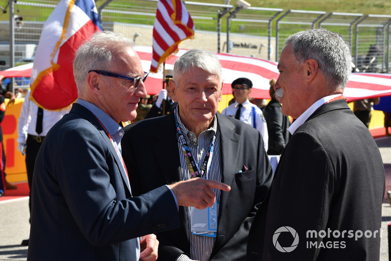 Chase Carey, Chief Executive Officer and Executive Chairman of the Formula One Group with Greg Maffei, President and CEO of Liberty Media and John Malone, Liberty Media Chairman