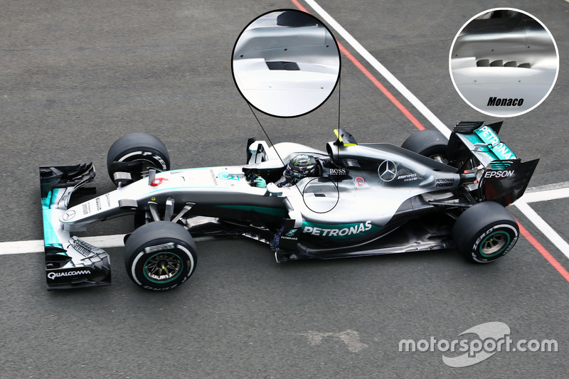 Mercedes F1 W07: Lamellen neben dem Cockpit