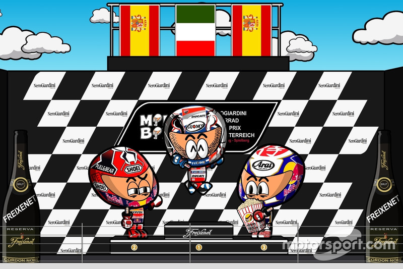 Podium MotoGP Austria 2017 a la 'MiniBikers'