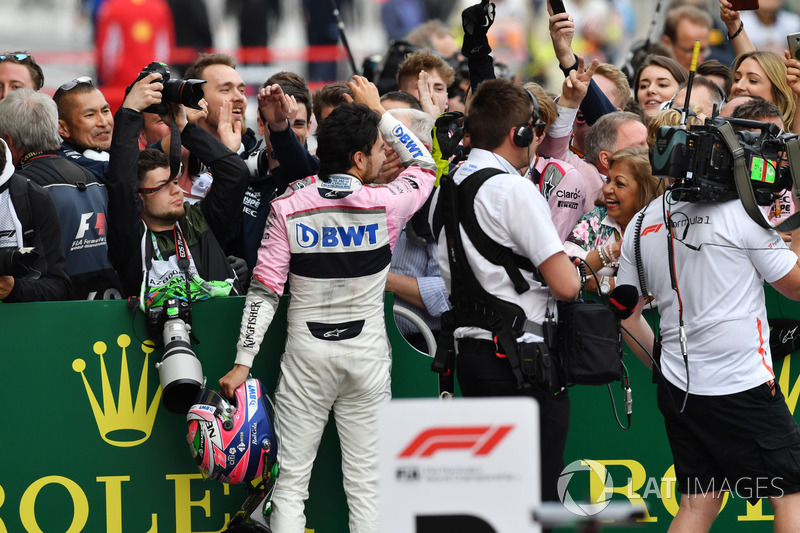Sergio Perez, Force India rayakan podium ketiga