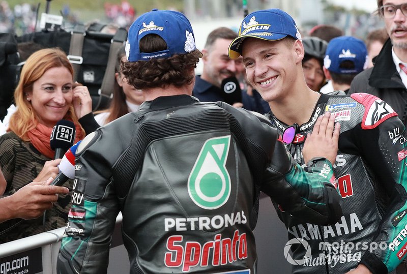 Second place Franco Morbidelli, Petronas Yamaha SRT, third place Fabio Quartararo, Petronas Yamaha SRT