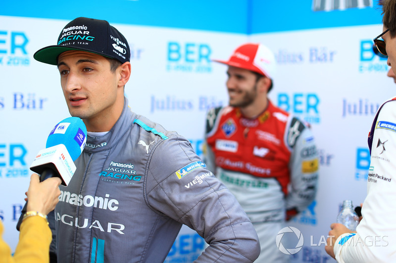 Mitch Evans, Jaguar Racing, talks to the press