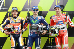 Polesitter Jorge Lorenzo, Yamaha Factory Racing, tweede Marc Marquez, Repsol Honda Team, derdeAndrea