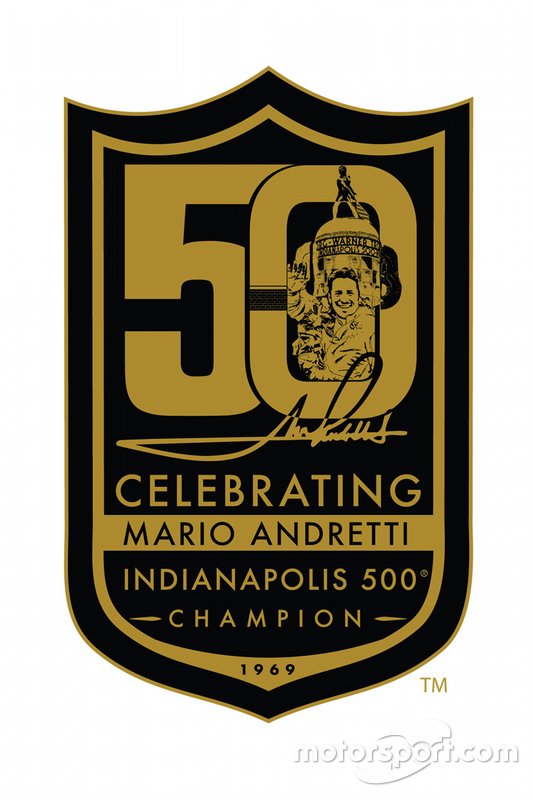 Логотип, посвященный 50-летнему юбилею победы Марио Андретти в Indy 500