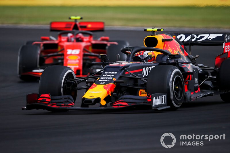 Pierre Gasly, Red Bull Racing RB15, leads Charles Leclerc, Ferrari SF90