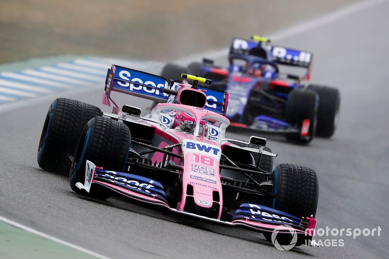 Lance Stroll, Racing Point RP19, leads Alexander Albon, Toro Rosso STR14