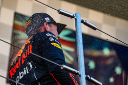 Max Verstappen, Red Bull Racing celebrates on the podium with the champagne