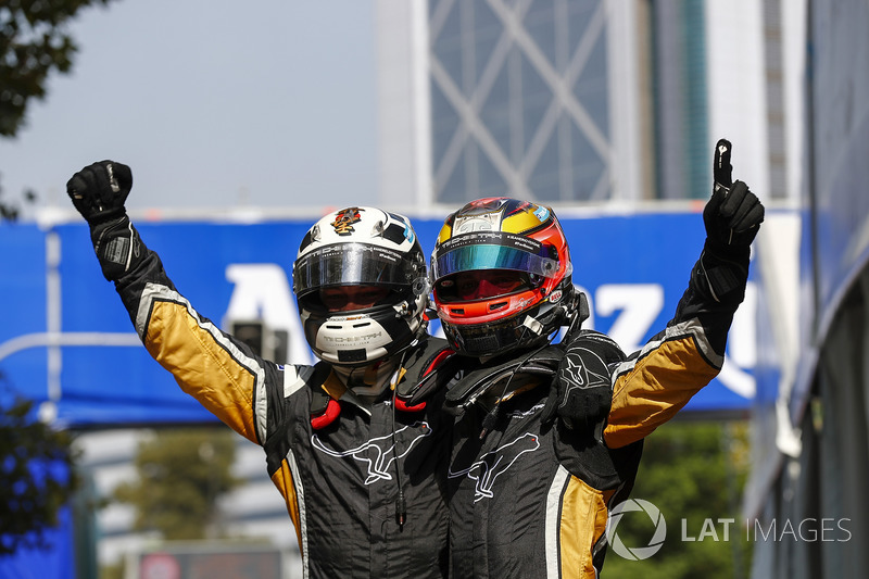 Jean-Eric Vergne, Techeetah congratulates his team mate Andre Lotterer, Techeetah