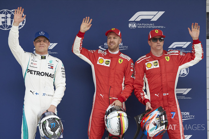 Себастьян Феттель, Кімі Райкконен, Ferrari, Валттері Боттас, Mercedes AMG F1