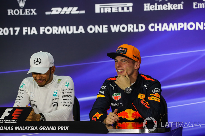Max Verstappen, Red Bull Racing and Lewis Hamilton, Mercedes AMG F1 in the Press Conference