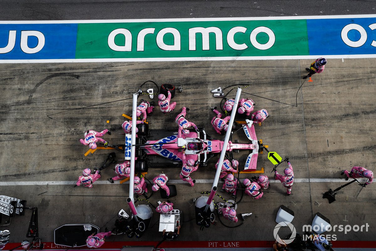 Arrêt au stand de Lance Stroll, Racing Point RP20