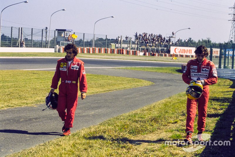 Ален Прост, Ferrari, и Айртон Сенна, McLaren, после столкновения на Гран При Японии 1990 года