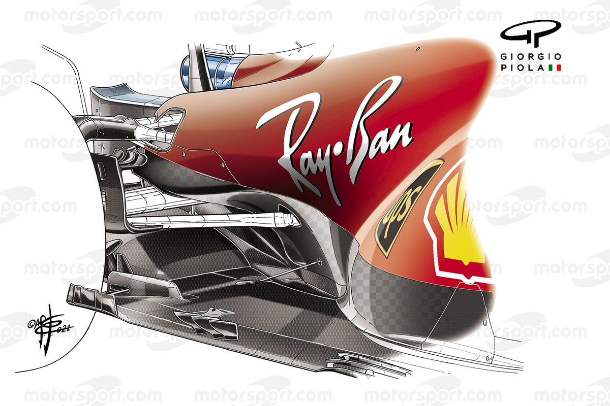 Parte del eje trasero del fondo plano del Ferrari SF21