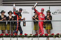 Podium: second place Sebastian Vettel, Ferrari, third place Daniel Ricciardo, Red Bull Racing
