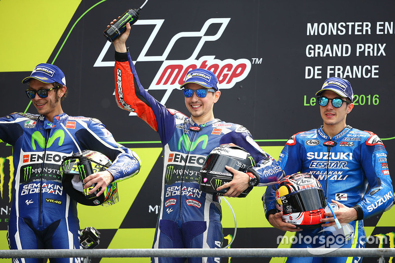 2016 : 1. Jorge Lorenzo, 2. Valentino Rossi, 3. Maverick Viñales