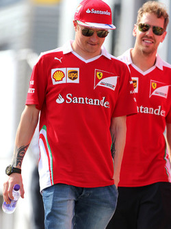 Kimi Räikkönen, Scuderia Ferrari; Sebastian Vettel, Scuderia Ferrari