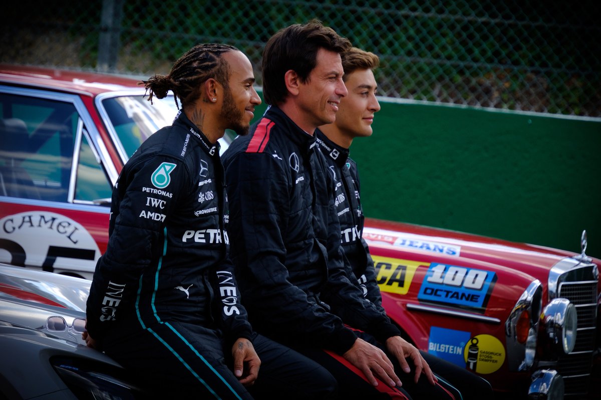 Lewis Hamilton, Mercedes, Toto Wolff director ejecutivo Mercedes, ,George Russell, Mercedes