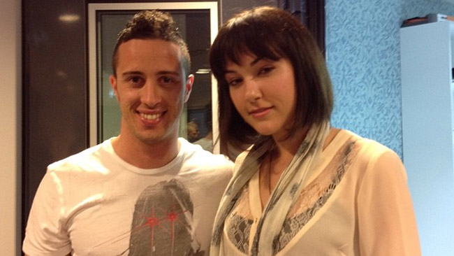 Dovizioso incontra Sasha Grey a Radio Deejay