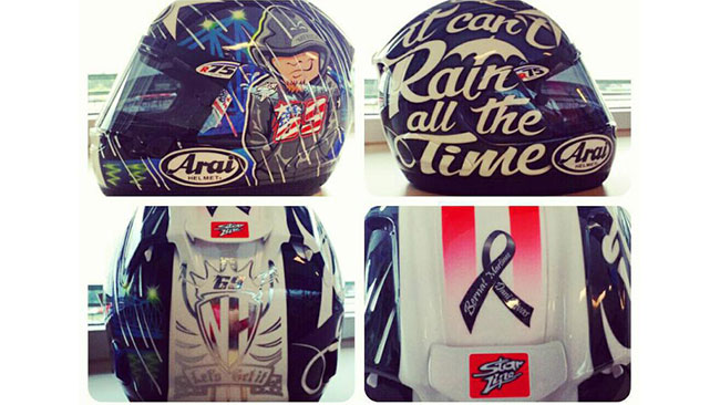 Nicky Hayden dedica il suo casco a Martinez e Rivas
