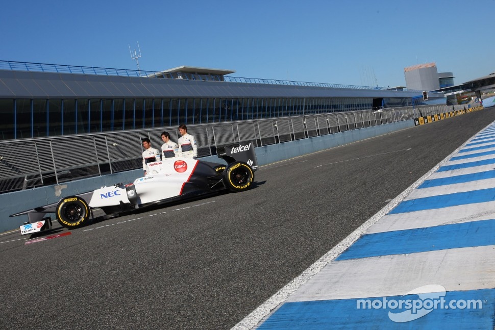 Kamui Kobayashi, Sauber F1 Team with Sergio Perez, Sauber F1 Team and Esteban Gutierrez, Sauber F1 Team