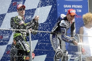 Podium: race winner Jorge Lorenzo, Yamaha Factory Racing, third place Andrea Dovizioso, Yamaha Tech 4