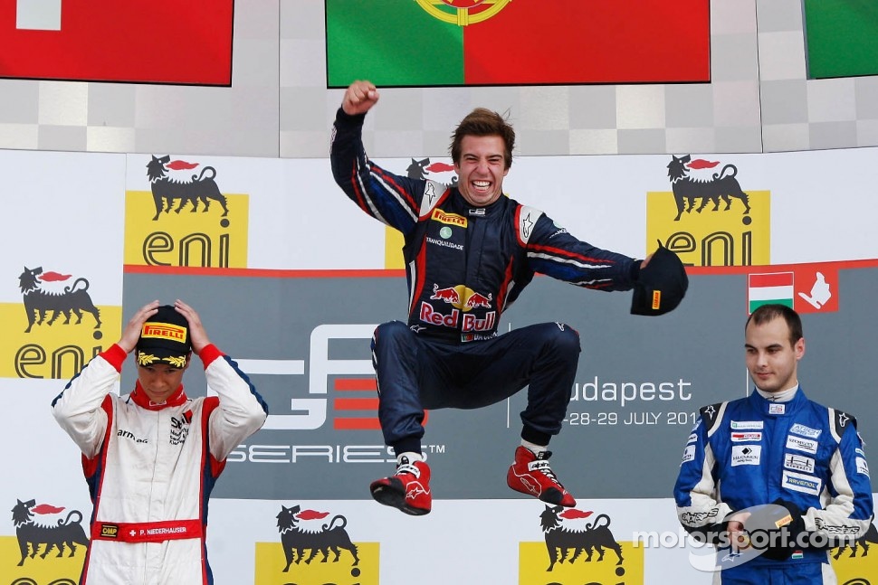 Podium: race winner Antonio Felix da Costa, second place Patric Niederhauser, third place Tamas Pal Kiss