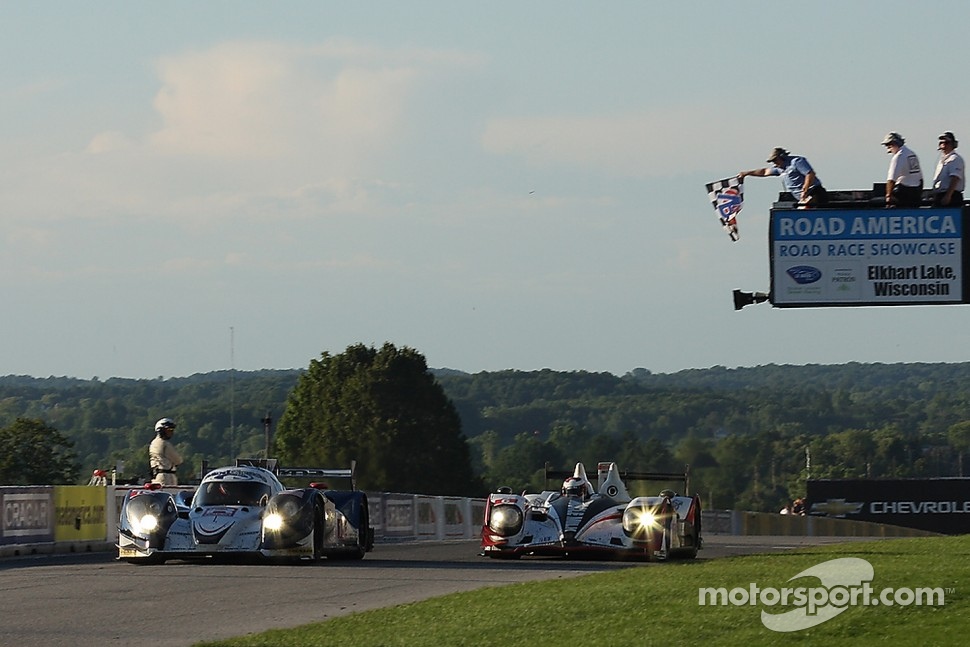 #16 Dyson Racing Team Inc. Lola B12/60 Mazda: Chris Dyson, Guy Smith narrowly beats #6 Muscle Milk Pickett Racing HPD ARX-03a Honda: Lucas Luhr, Klaus Graf to the line to win