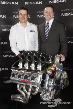 Todd Kelly and William Peffer Jr., Managing Directory and CEO of Nissan Australia with the new V8 Nissan engine