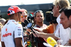 Lewis Hamilton, McLaren with the media
