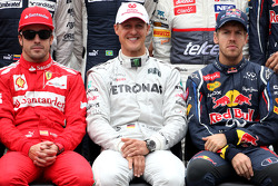 Fernando Alonso, Scuderia Ferrari, Michael Schumacher, Mercedes GP and Sebastian Vettel, Red Bull Racing
