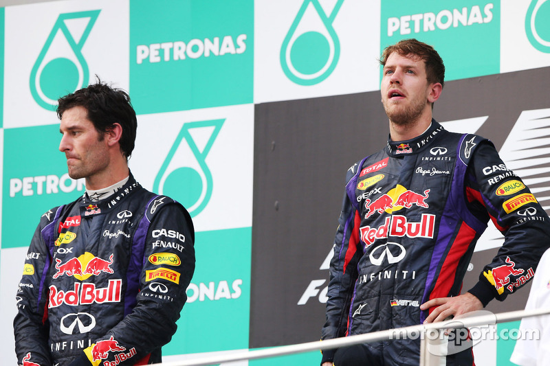 Podium: race winner Sebastian Vettel, Red Bull Racing, second placed Mark Webber, Red Bull Racing