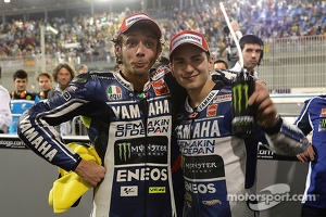 Race winner Jorge Lorenzo, Yamaha Factory Racing, second place Valentino Rossi, Yamaha Factory Racing