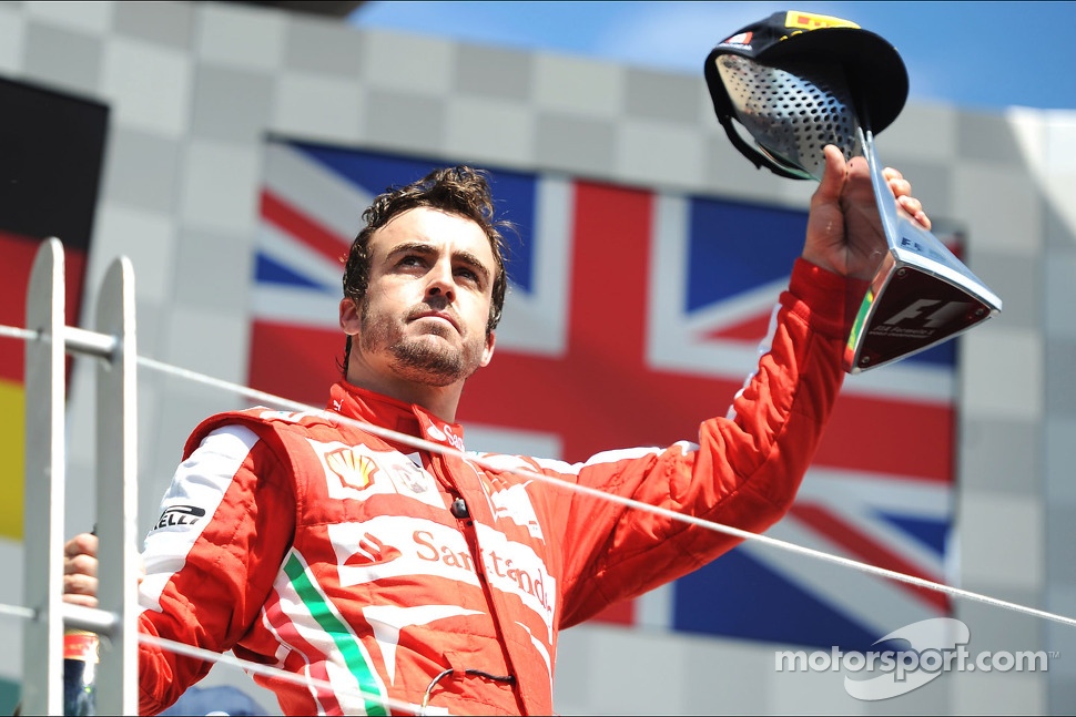 Fernando Alonso, Ferrari celebrates his second position on the podium