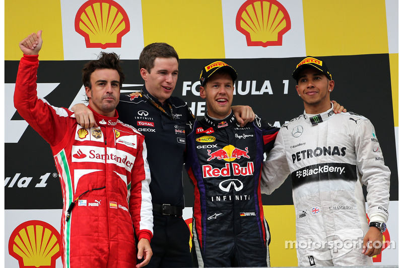 2013: 1. Sebastian Vettel, 2. Fernando Alonso, 3. Lewis Hamilton