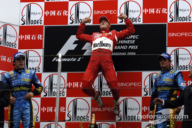 2006: 1. Michael Schumacher, 2. Fernando Alonso, 3. Giancarlo Fisichella
