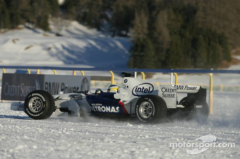 Nick Heidfeld, a BMW Sauber F1, St Moritz horse racing, special spike tyres from Bridgestone