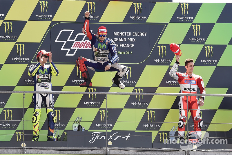 2015 : 1. Jorge Lorenzo, 2. Valentino Rossi, 3. Andrea Dovizioso