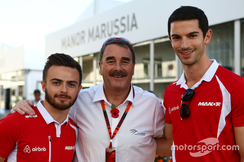 Will Stevens, Manor Marussia F1 Team con Nigel Mansell, y Alexander Rossi, Manor Marussia F1 Team
