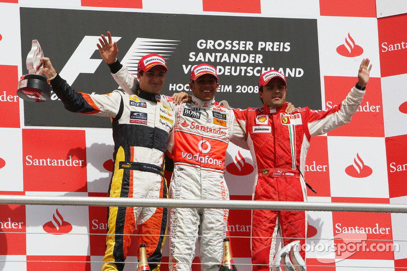 2008: 1. Lewis Hamilton, 2. Nelson Piquet Jr., 3. Felipe Massa