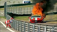 Toni Vilander's Ferrari on fire at the 6 Hours of Sao Paulo Toni Vilander's Ferrari on fire at the 6 Hours of Sao Paulo