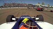 St. Pete Indy Lights 2014 start: Lloyd Read narowly misses a loose wheel St. Pete Indy Lights 2014 start: Lloyd Read narowly misses a loose wheel