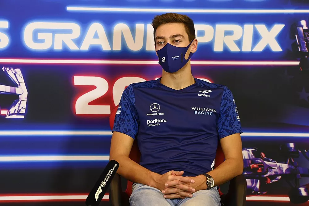 George Russell, Williams en la rueda de prensa de los pilotos