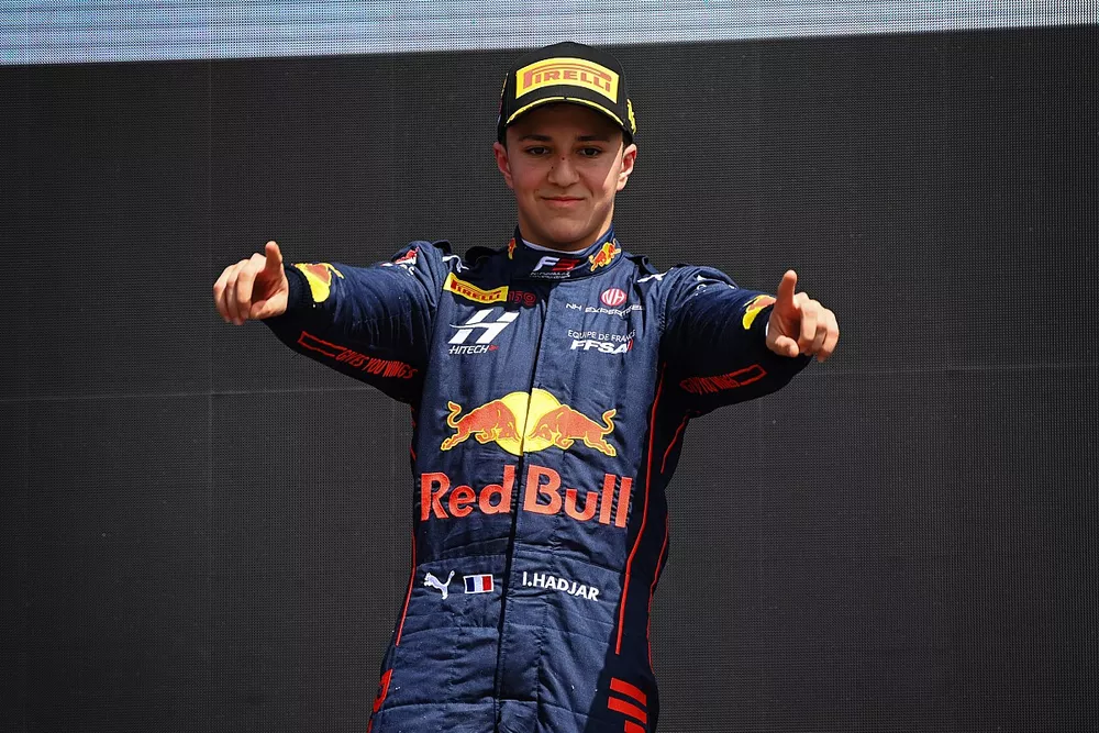 Isack Hadjar, Hitech Grand Prix, 1st position, on the podium