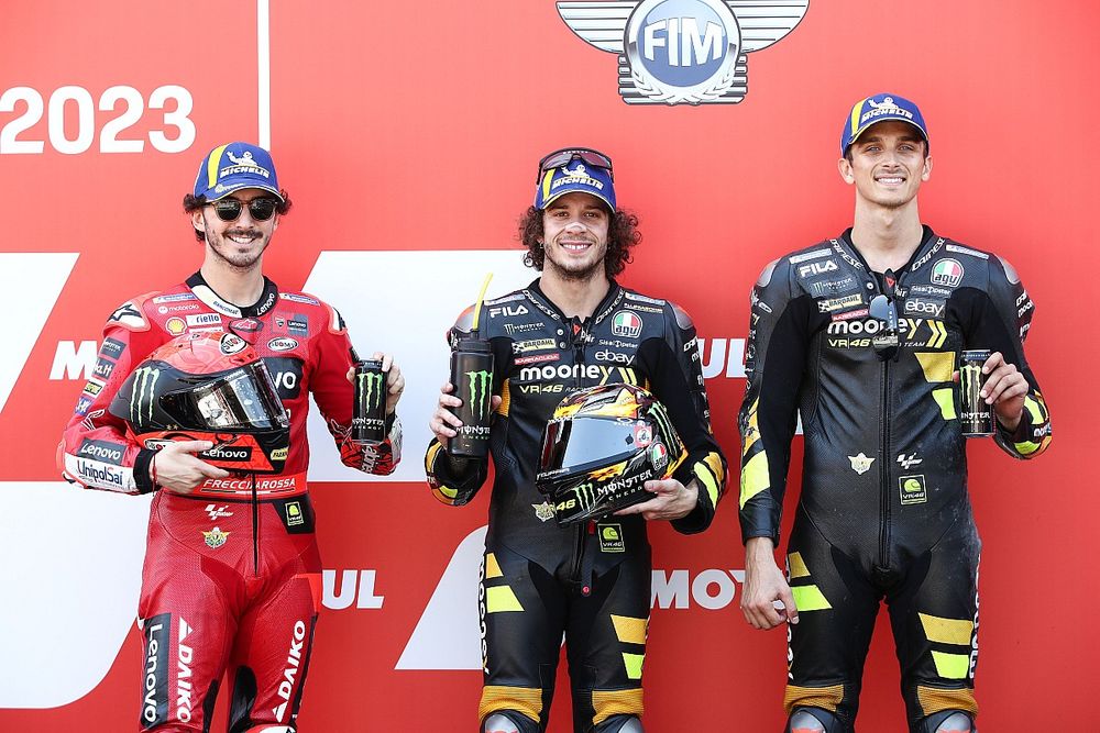 Francesco Bagnaia, Ducati Team, Marco Bezzecchi, VR46 Racing Team, Luca Marini, VR46 Racing Team