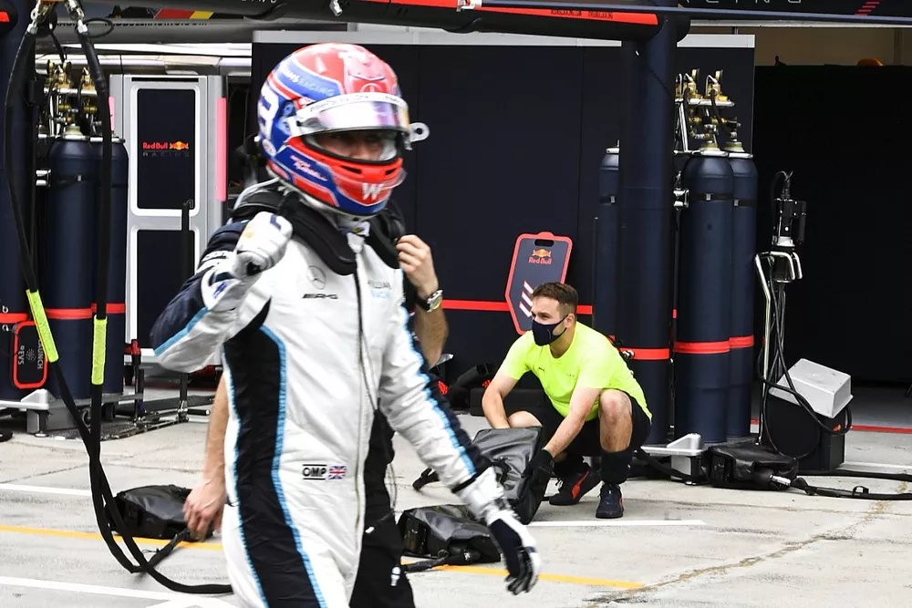 George Russell, Williams, celebra despu&eacute;s de la carrera