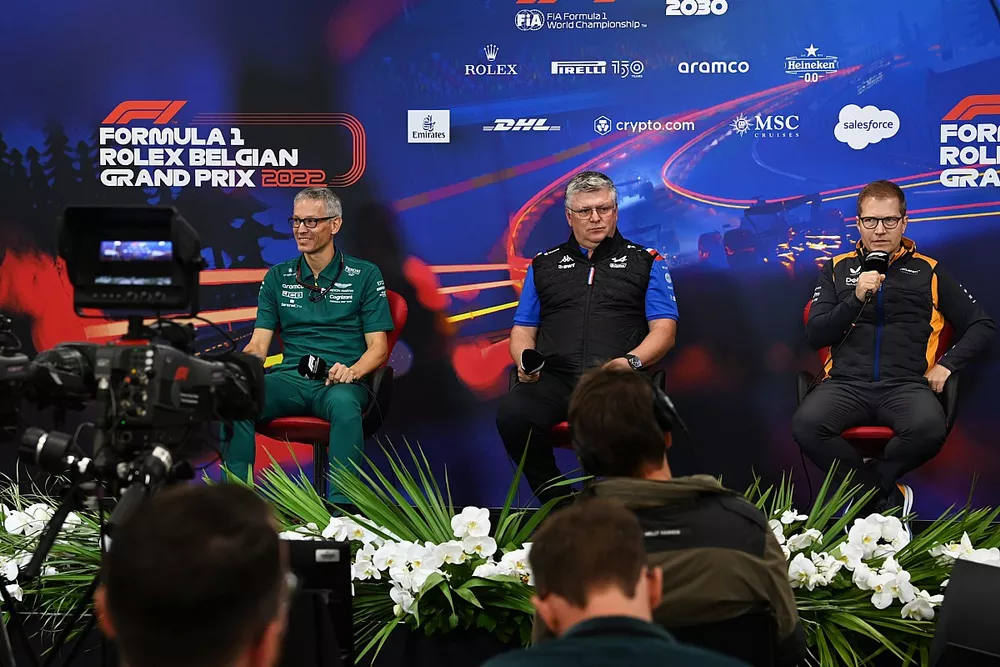 Mike Krack, Team Principal, Aston Martin F1, Otmar Szafnauer, Team Principal, Alpine F1, Andreas Seidl, Team Principal, McLaren, in the Press Conference