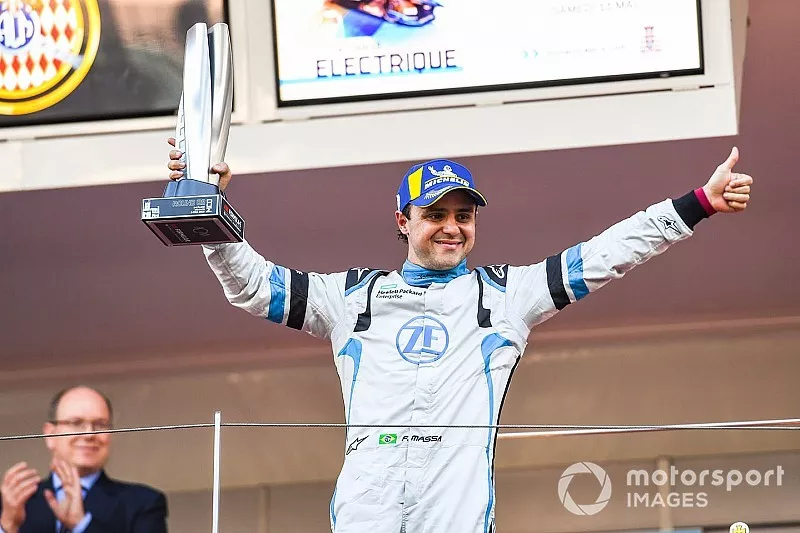 Felipe Massa, Venturi Formula E celebrates 3rd position on the podium