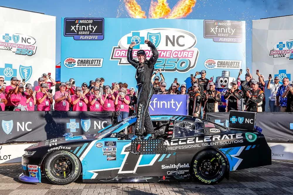 Race winner Sam Mayer, JR Motorsports, Chevrolet Camaro