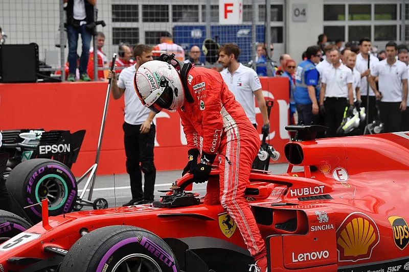 Third place Sebastian Vettel, Ferrari SF71H in parc ferme